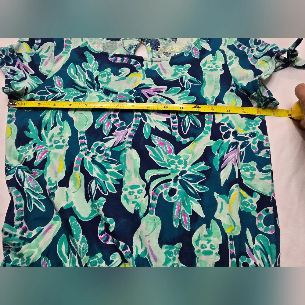 Lilly Pulitzer Floral Lemur Tropical Print Teal One Piece Romper Size XL 12/14